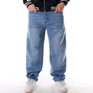 Oversized Loose Jeans Men Denim Wide Leg Pants Straight Baggy Streetwear Hip Hop Trousers