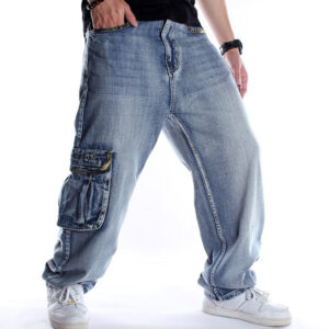 Fashion HipHop Baggy Men's Jeans Loose Big Pocket Boys Skateboard Rap Punk Denim Pants